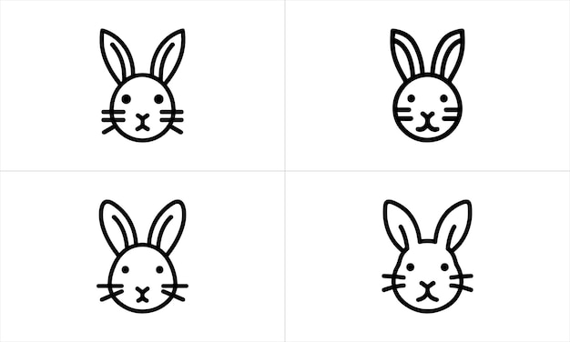 El icono del conejo se establece en la línea de arte del diseño del logotipo ilustración vectorial