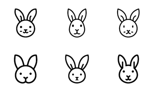 El icono del conejo se establece en la línea de arte del diseño del logotipo ilustración vectorial