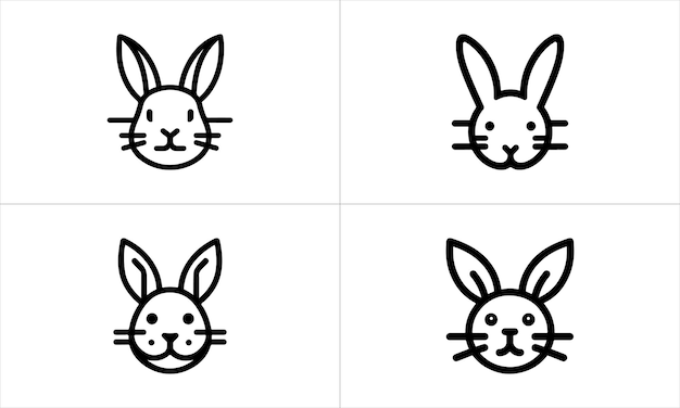 El icono del conejo se establece en la línea de arte del diseño del logotipo ilustración vectorial
