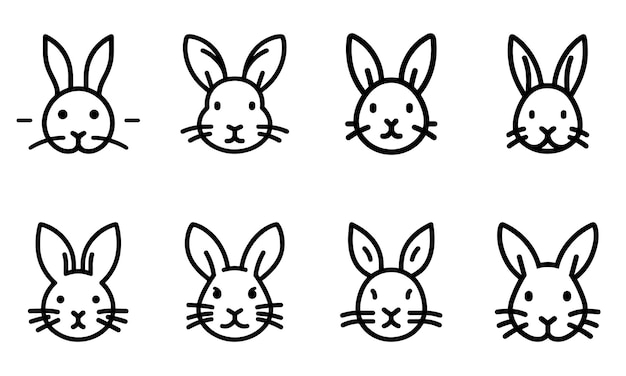 El icono del conejo se establece en la línea de arte del diseño del logotipo ilustración vectorial