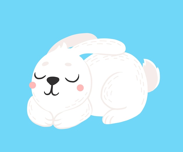 Icono de conejo lindo en estilo de dibujos animados Silueta de mascota de conejito Ilustración colorida de liebre y conejo para postales y carteles de libros para niños