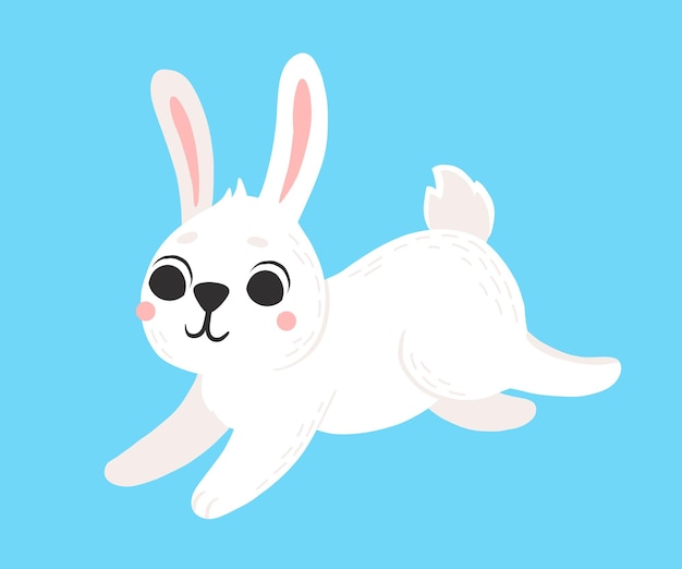 Icono de conejo lindo en estilo de dibujos animados Silueta de mascota de conejito Ilustración colorida de liebre y conejo para postales y carteles de libros para niños