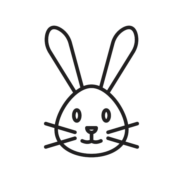 El icono del conejo de Pascua Ilustración de línea delgada plana vectorial