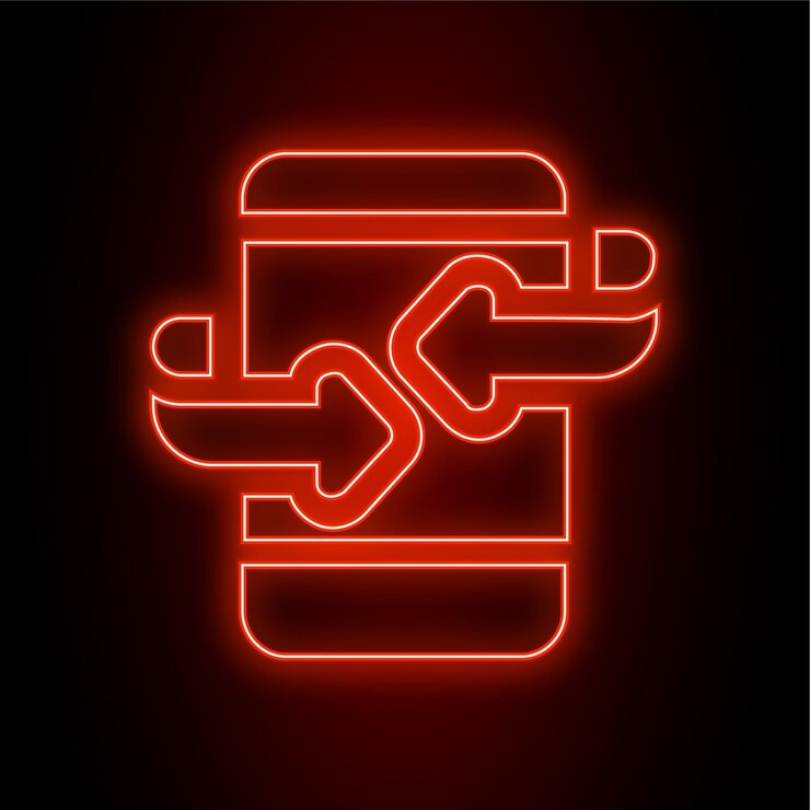 Vector icono de conexión móvil de neón rojo de alto impacto con fondo oscuro