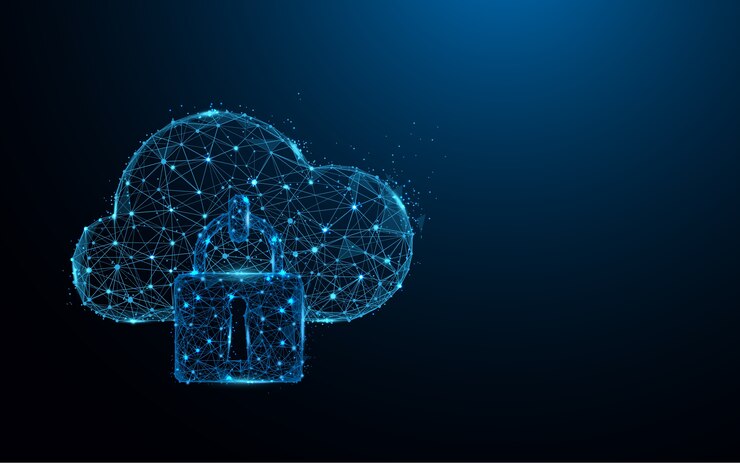 Vector icono de conexión de red de seguridad de la tienda de nube