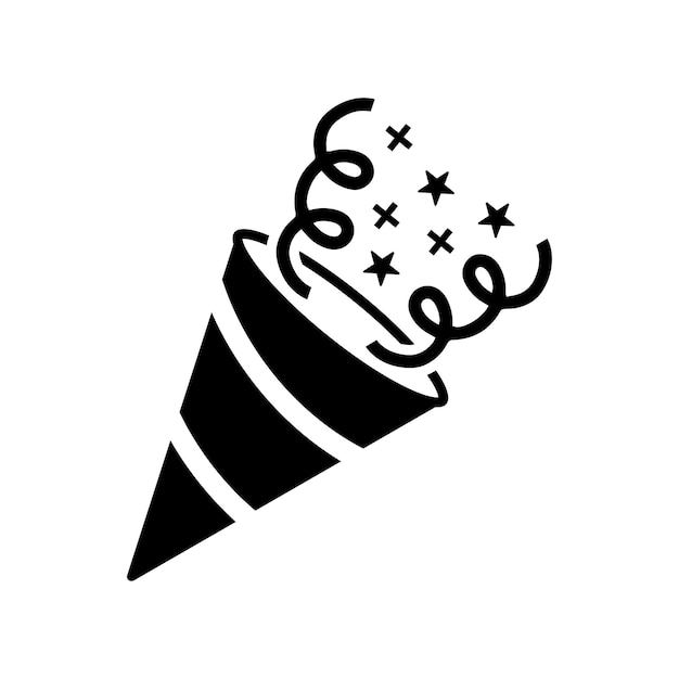 Icono de confeti para celebrar el cumpleaños Gráficos vectoriales negros