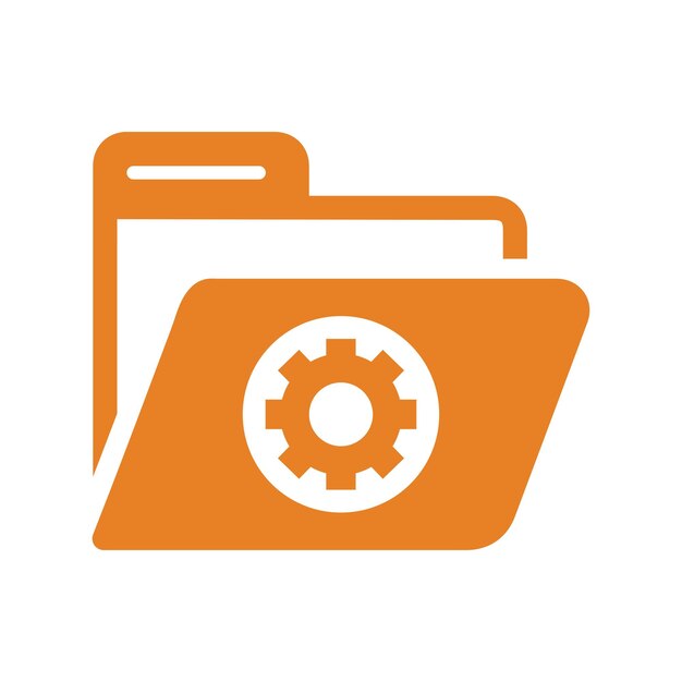 Icono de configuración de la carpeta de archivos Diseño vectorial naranja