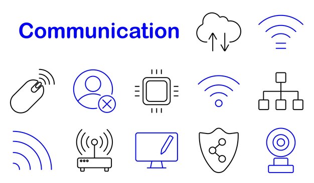 El icono de configuración de comunicación Wi-Fi subida de red router seguridad computadora señal webcam internet perfil de ratón nube digital tecnología de conexión en línea datos remotos web social