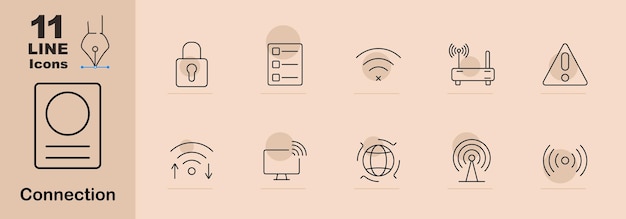 El icono de configuración de conexión bloquea la lista de comprobación wifi fuera de router advertencia señal wifi subida monitor globo tecnología de antena seguridad red de internet digital datos en línea alerta inalámbrica web