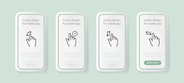 Vector icono de configuración de desplazamiento gestos del dedo índice sensor deslizante tecnologías de paginación haga clic con la mano concepto de cursor pantallas de aplicaciones de teléfono de interfaz de usuario con personas icono de línea vectorial para empresas y publicidad