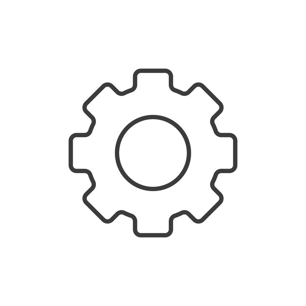El icono de configuración establece el mecanismo, el símbolo vectorial de la rueda dentada, la ingeniería, el signo de engranaje mecánico.