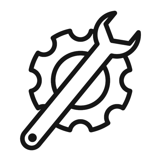 icono de configuraciones mecánicas vector de arte de línea negra
