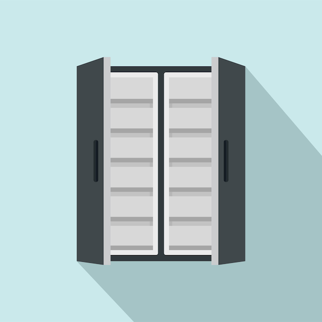 Icono de congelación de puerta doble Ilustración plana del icono de vector de congelación de puerta doble para diseño web
