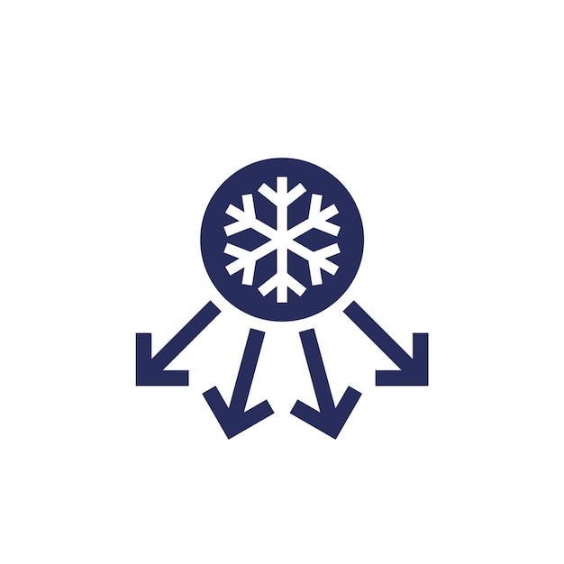 Icono de congelación de refrigeración en blanco