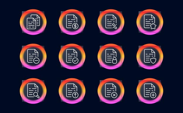 Icono de conjunto de archivos Información pagada Derechos de propiedad Agregar Eliminar Descuento Porcentaje Escudo Descargar Protección de bloqueo de búsqueda Descargar como galería Concepto de conjunto de datos Estilo Glassmorphism