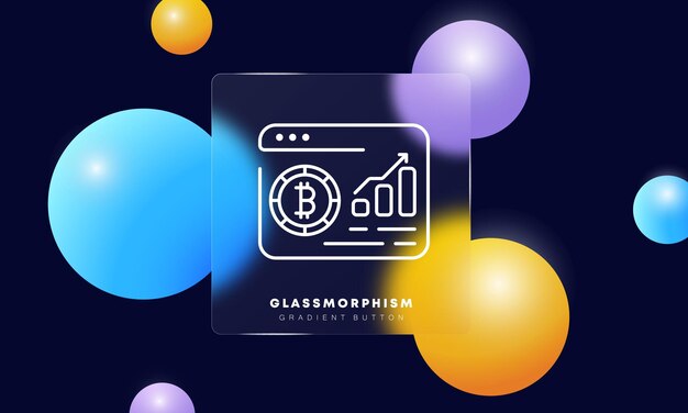 Icono de conjunto de bitcoin monedas dinero mina granja de criptomonedas almacenamiento en la nube intercambio comercial lightcoing ethereum tether ripple glassmorphism estilo icono de línea vectorial para negocios y publicidad