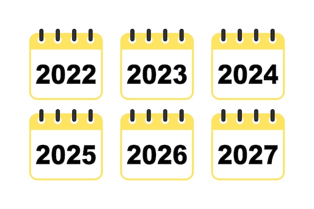 Icono de conjunto de calendario sobre fondo blanco Diferentes años