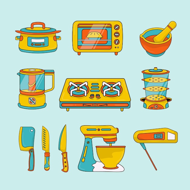 Vector icono conjunto cocina constituyente