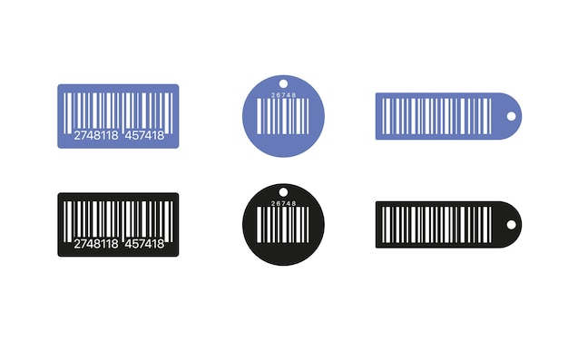 Icono de conjunto de códigos de barras Etiqueta de rayas de código etiqueta de barra digital y barras de precios minoristas etiquetas adhesivas Códigos de barras industriales clientes código qr Icono de línea vectorial para negocios y publicidad