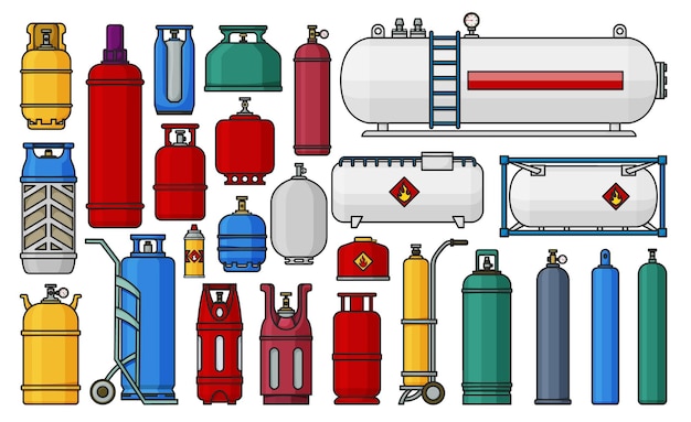 Vector icono de conjunto de color de vector de cilindro de gas ilustración vectorial contenedor de ipg sobre fondo blanco icono de conjunto de color aislado cilindro de gas