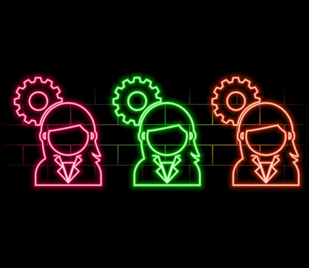 Icono de conjunto de colores de neón de recepción Vector de contorno de línea delgada simple de iconos de logística global para ui y u