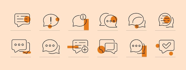 Icono de conjunto de comentarios Tiempo de burbuja de voz para revisión notificación de reacción del cliente mensaje de correspondencia sms tono de llamada tasa de calificación usuario positivo Concepto de retroalimentación Fondo de color pastel