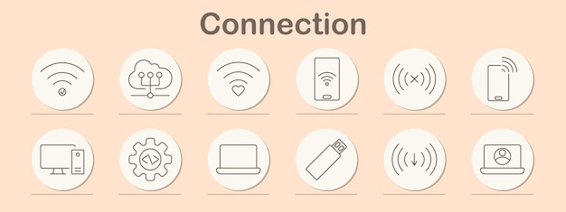 El icono de conjunto de conexión Globe WiFi video ubicación bloqueo nube transmisión monitor perfil red conexión inalámbrica a Internet comunicación digital en línea icono de seguridad señal remota