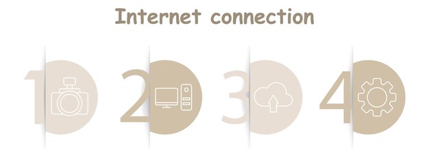 Icono de conjunto de conexión a Internet Cámara de escritorio nube carga de equipo intercambio de datos en línea herramientas de tecnología de sistema
