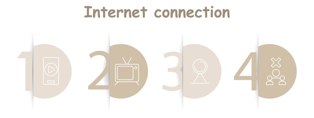 El icono del conjunto de conexión a Internet Smartphone con botón de reproducción TV antena parabólica desconectada icono del grupo de transmisión en línea media señal de desconexión
