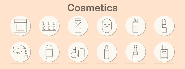 El icono del conjunto de cosméticos Shampoo loción perfume esmalte de uñas jabón acondicionador suero cuidado de la piel bienestar belleza higiene cuidado personal aseo cosméticos producto cabello salud corporal