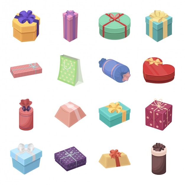 Icono de conjunto de dibujos animados de regalo y certificado. Ilustración caja de navidad. Dibujos animados aislados set icono regalo y certificado.