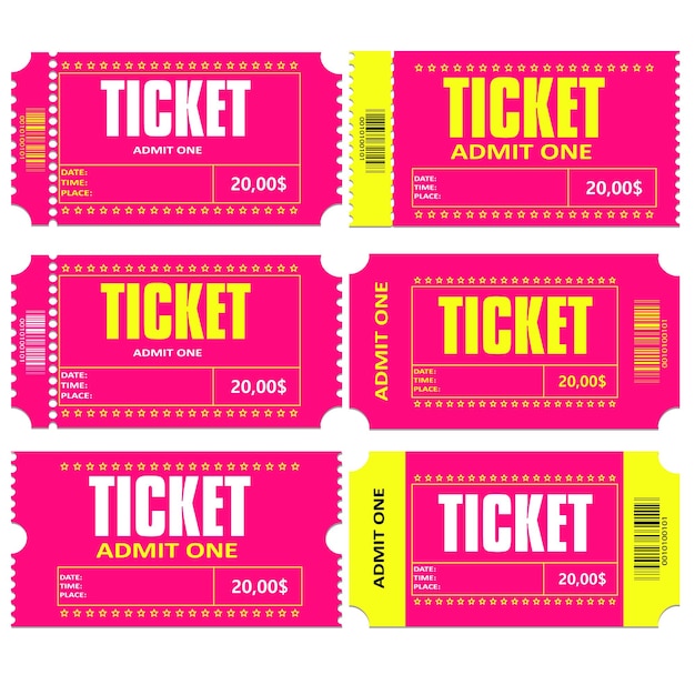Icono de conjunto de entradas para varios eventos ilustración vectorial EPS10