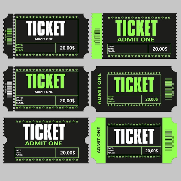 Icono de conjunto de entradas para varios eventos ilustración vectorial EPS10