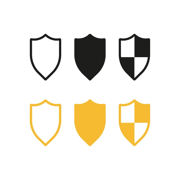 Icono de conjunto de escudo Iconos de escudo de seguridad escudos de seguridad logotipos Protección defensa defensa antivirus hacker Concepto de privacidad Icono de línea vectorial para Negocios y Publicidad