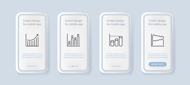 Vector icono de conjunto de estadísticas gráfico gráfico diagrama barra análisis de datos análisis estrategia plan objetivo objetivo presentación concepto de negocio interfaz de usuario pantallas de aplicaciones de teléfono icono de línea vectorial para negocios