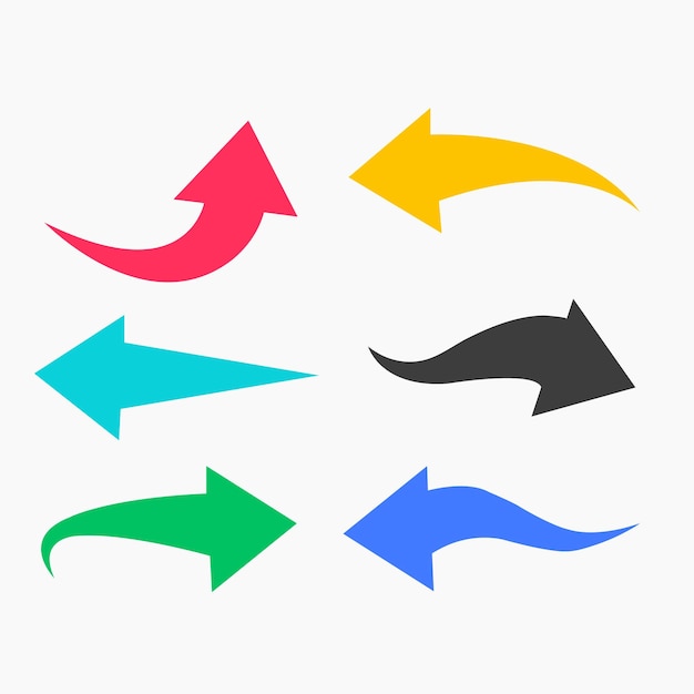 Icono de conjunto de flechas Símbolos de flecha coloridos Elementos gráficos vectoriales aislados de flecha