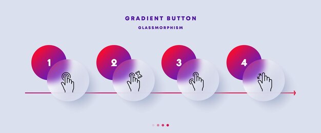 Vector icono de conjunto de gestos táctiles mano dedos índice presione empujar cargando reloj de arena deslizar toque control de pantalla concepto de tecnología estilo glassmorphism icono de línea vectorial para negocios y publicidad