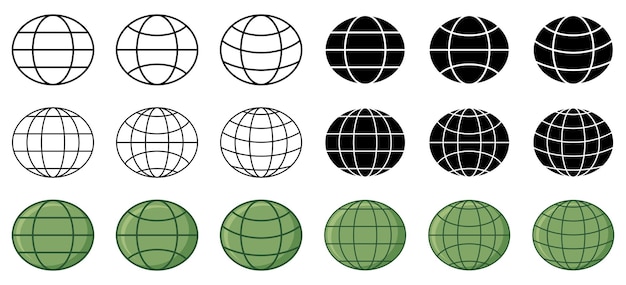 icono del conjunto de globos símbolos del mundo vector aislado en fondo blanco