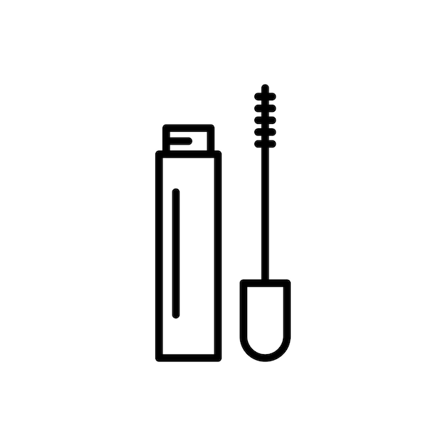 El icono del conjunto de máscaras de belleza, el pincel de pestañas de ojos, el símbolo vectorial de las pestañas, el icono del tubo de máscara.