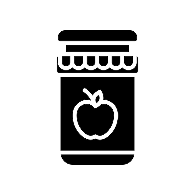 El icono del conjunto de mermelada de miel o de bayas, el símbolo vectorial de la jarra de vidrio en negro, lleno y delineado.