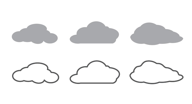 El icono del conjunto de nubes está aislado en un fondo blanco.