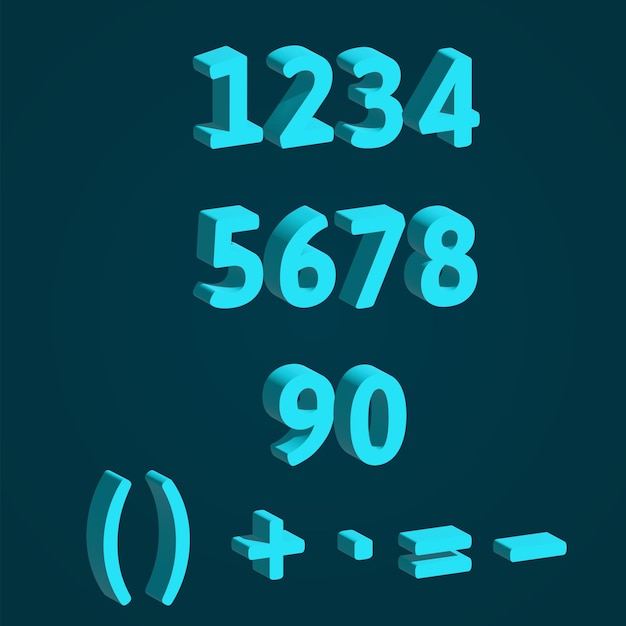 Vector icono de conjunto de números 3d