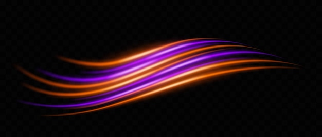 Ícono del conjunto de ondas de gradiente Rutas curvas brillantes púrpuras y naranjas con un gradiente suave que simbolizan senderos de luz de movimiento y energía futurista vibrante Ideal para diseños abstractos dinámicos