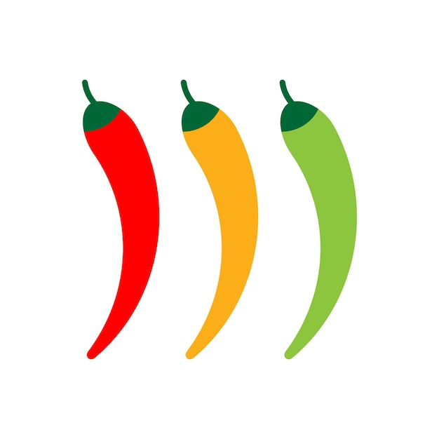 Icono de conjunto de pimiento picante aislado en ilustración de vector de fondo blanco