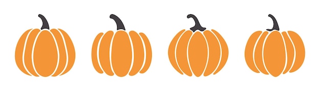 icono de conjunto plano de color calabaza