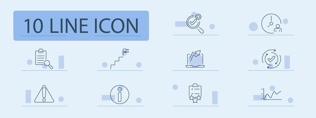 Icono de conjunto de procesos de negocio Aprobación gestión del tiempo Alerta de éxito Informe de crecimiento Alerta de objetivo Análisis de información Verificación de logros Progreso Revisión de pasos de rendimiento