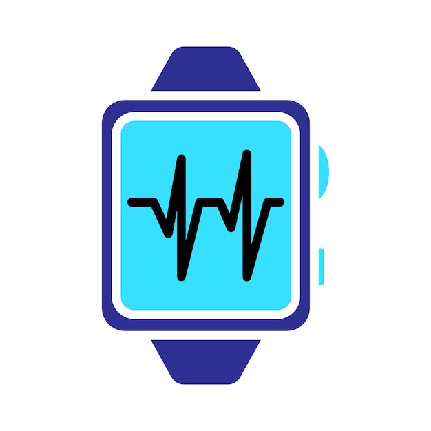 Icono del conjunto de relojes inteligentes Reloj azul línea de latidos del corazón negra tecnología portátil seguimiento de la aptitud monitoreo de la salud dispositivo digital gadget moderno