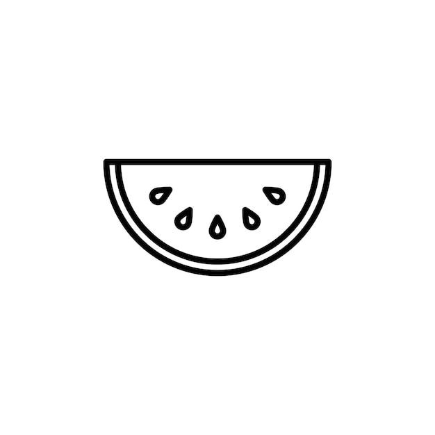 El icono del conjunto de sandía, el símbolo vectorial de la rodaja de la sandía, la señal de la fruta de la sandia fresca y saludable en estilo negro lleno y delineado