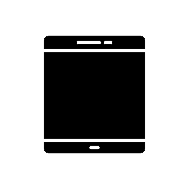 El icono del conjunto de tabletas electrónicas inteligentes es un símbolo vectorial de dispositivo de tabletas en estilo negro lleno y delineado.