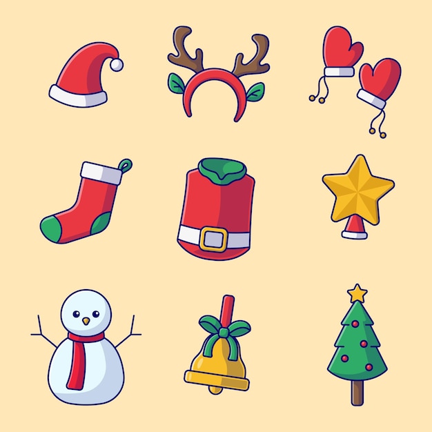 Icono del conjunto vectorial de elementos de Navidad
